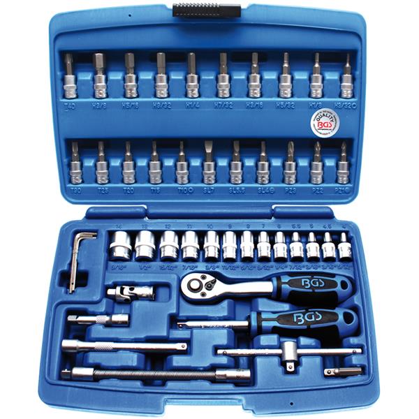 BGS 2141 Socket Set, 6.3 mm (1/4"), Inch Sizes, 46 pcs.